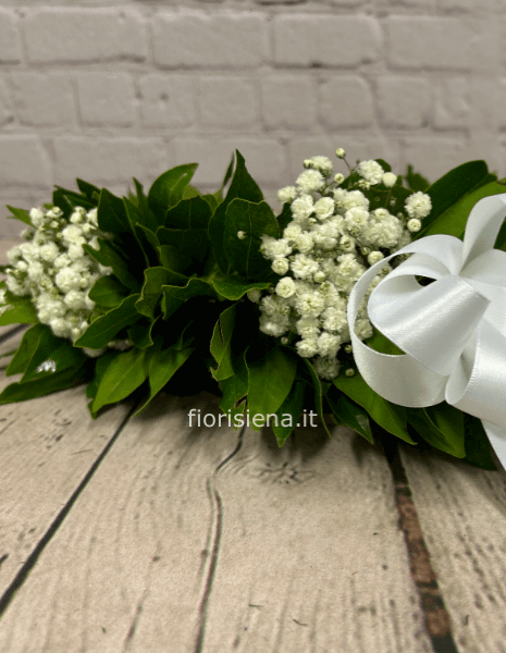 Coroncina alloro con gipsofila