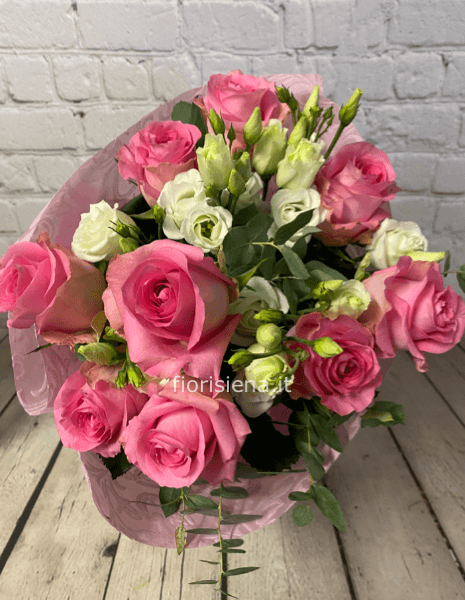 Bouquet rose rosa e lisinthus