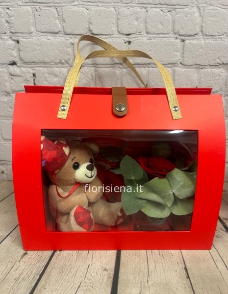 Borsa con rosa e orsetto